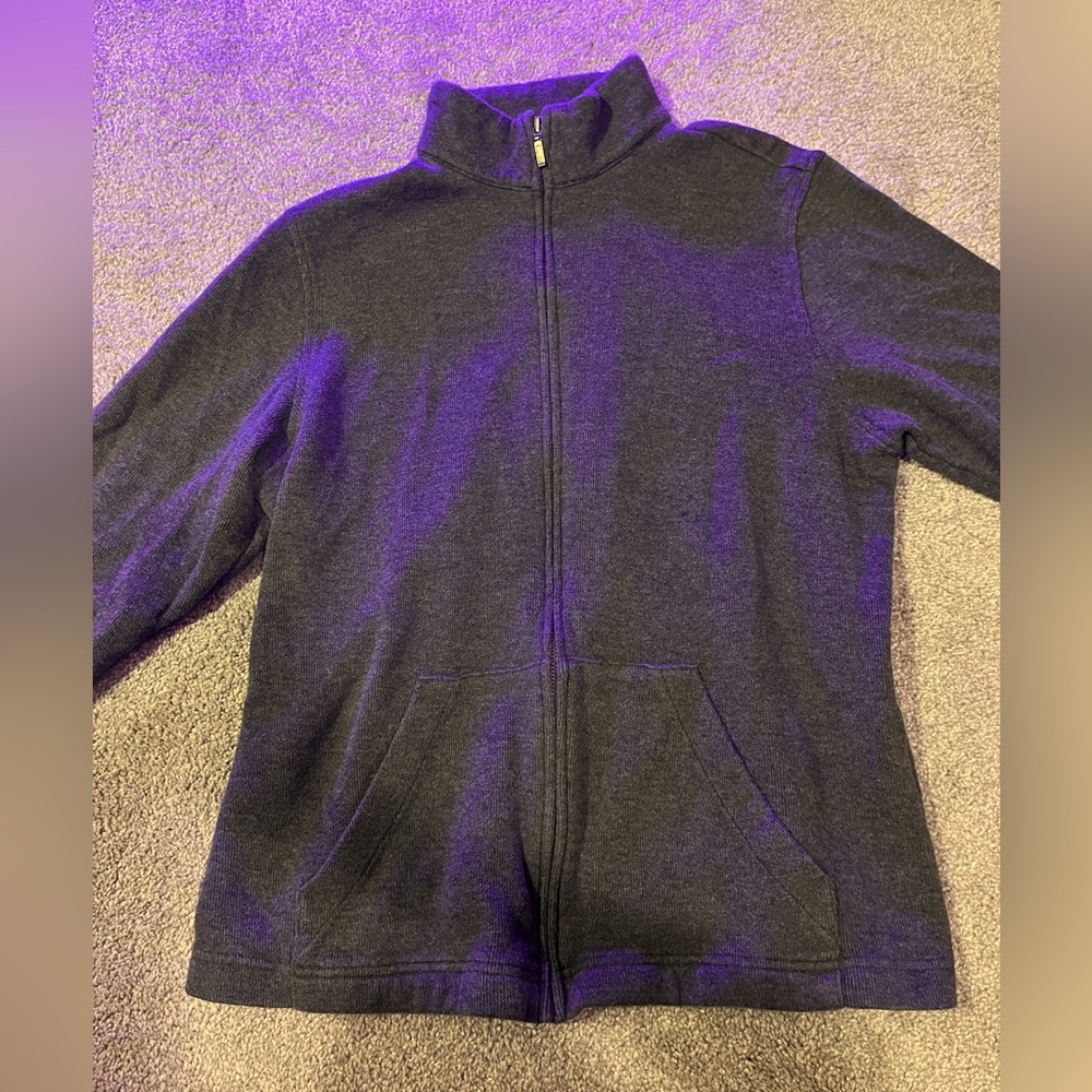 L.L Bean Women’s dark grey athletic zip up jacket.